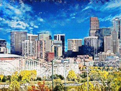 Denver Colorado watercolor on canvas, Denver Canvas, Denver watercolor skyline, Denver wall canvas,Denver, Denver photo, Denver wall art