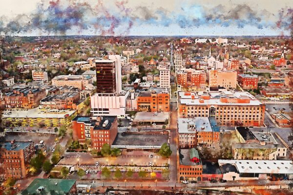 Lynchburg Virginia watercolor canvas,  Lynchburg watercolor Canvas Wall Art, Lynchburg wall art canvas, Lynchburg Virginia art
