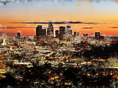Los Angeles watercolor canvas,Los Angeles watercolor, Los Angeles Canvas Wall Art, Los Angeles wall art canvas, LA watercolor