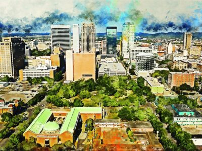 Birmingham skyline watercolor, Birmingham AL watercolor, Birmingham Canvas Wall Art, Alabama wall art canvas, Birmingham wall art,