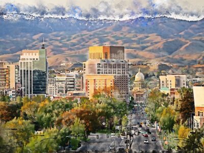 Boise Idaho watercolor canvas, Boise Idaho Watercolor, Boise Canvas Wall Art, Idaho wall  canvas, Boise art, Boise Idaho skyline canvas