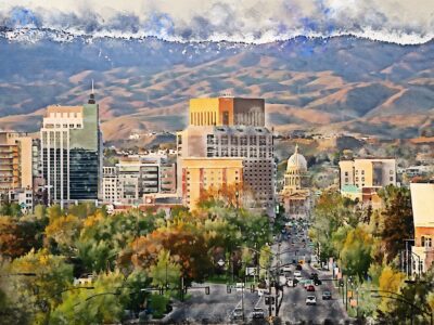 Boise Idaho watercolor canvas, Boise Idaho Watercolor, Boise Canvas Wall Art, Idaho wall  canvas, Boise art, Boise Idaho skyline canvas