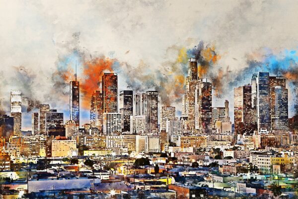 Los Angeles watercolor canvas,Los Angeles watercolor, Los Angeles Canvas Wall Art, Los Angeles wall art canvas, LA watercolor