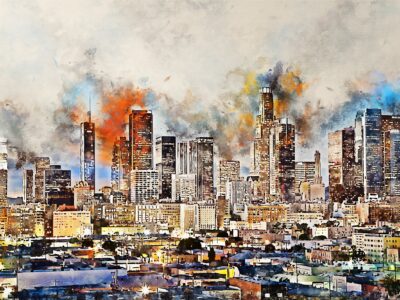 Los Angeles watercolor canvas,Los Angeles watercolor, Los Angeles Canvas Wall Art, Los Angeles wall art canvas, LA watercolor