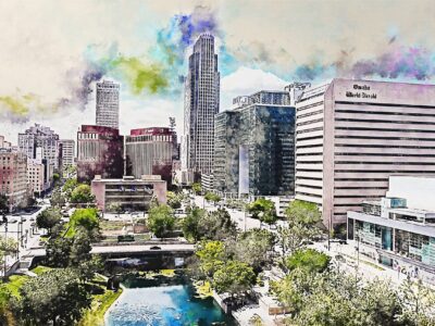 Omaha watercolor skyline canvas,  Omaha  Canvas,Omaha  wall art  Art, Omaha watercolor wall art canvas, Omaha Nebraska wall art