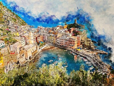 Cinque Terre watercolor canvas Cinque Terre Italy Canvas, Cinque Terre , Watercolor canvas, Italian Riviera, Cinque Terre watercolor
