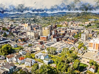 Clarksburg West Virginia watercolor skyline canvas, Clarksburg watercolor Canvas Wall Art, Clarksburg wall art canvas, Clarksburg WV