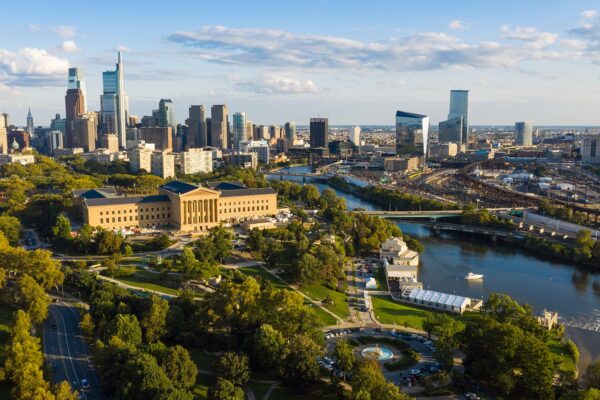 Philadelphia canvas, Philadelphia skyline and Schuykill River,  3 panel, single panel Philly art, Philadelphia wall art
