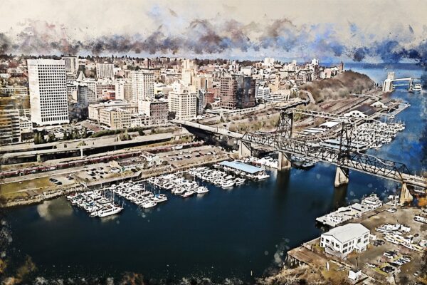 Tacoma watercolor canvas, Tacoma Washington watercolor Canvas  Canvas Tacoma Art, Tacoma wall art canvas, Tacoma  wall art,