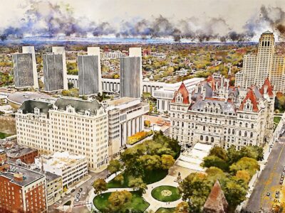 Albany watercolor skyline canvas,Albany watercolor on Canvas, Albany Canvas Wall Art, Albany canvas, Albany wall art, Albany skyline