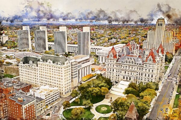 Albany watercolor skyline canvas,Albany watercolor on Canvas, Albany Canvas Wall Art, Albany canvas, Albany wall art, Albany skyline