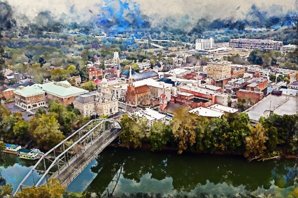 Frankfort Kentucky watercolor skyline canvas, Frankfort KY watercolor Canvas Wall Art, Frankfort KY wall art canvas, Frankfort KY  art