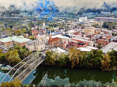 Frankfort Kentucky watercolor skyline canvas, Frankfort KY watercolor Canvas Wall Art, Frankfort KY wall art canvas, Frankfort KY  art