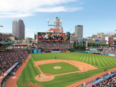 Progressive Field Printed on Canvas, Cleveland Baseball skyline, Large Cleveland Indians Print, Cleveland wall art, Canvas gifts, art