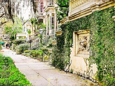 Savannah Georgia Old Historic Homes watercolor canvas, Savannah watercolor Canvas,  River Street canvas, Georgia wall art, Southern wall art