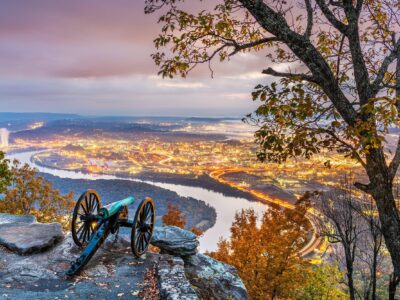 Chattanooga skyline canvas at twilight, Lookout Mountain Canvas,  Chattanooga TN Canvas Wall Art,  Chattanooga,  Chattanooga wall art,