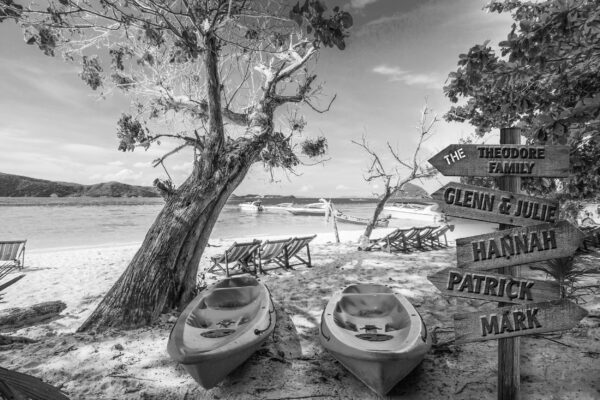 Personalized names canvas, kayaks on beach custom canvas, Color or Black and white, Sign post names  Family custom gift canvas, Family sign