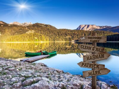 Personalized names canvas, mountain lake custom canvas, Family Multi names canvas, Sign post names  Family custom gift canvas, Family sign