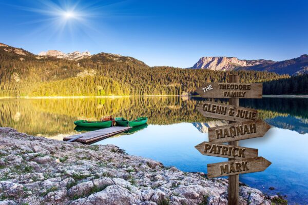 Personalized names canvas, mountain lake custom canvas, Family Multi names canvas, Sign post names  Family custom gift canvas, Family sign