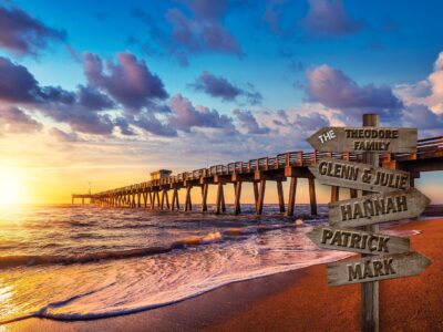 Personalized names canvas, Ocean Pier custom canvas, Color or Black and white, Sign post names  Personalized multi names canvas Ocean Pier
