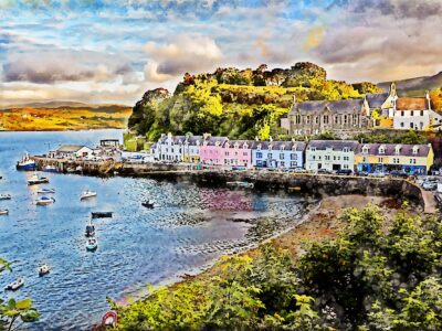 Isle of Skye Scotland watercolor canvas, Scotland watercolor  on Canvas, Landscape lake canvas, Scotland Wall art, Scotland art