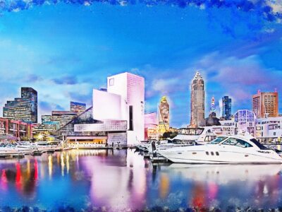Cleveland watercolor canvas, Cleveland Canvas, Cleveland Wall art canvas, Cleveland wall art, Cleveland watercolor skyline