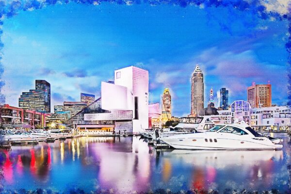 Cleveland watercolor canvas, Cleveland Canvas, Cleveland Wall art canvas, Cleveland wall art, Cleveland watercolor skyline