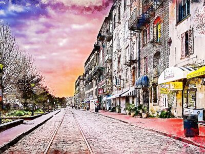Savannah Georgia River Street watercolor canvas, Savannah watercolor Canvas,  River Street canvas, Georgia wall art, Southern wall art