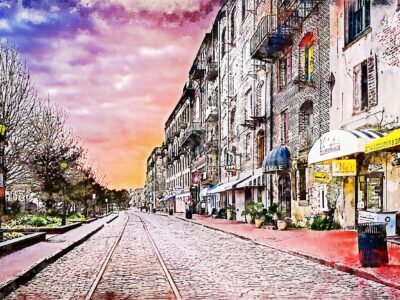 Savannah Georgia River Street watercolor canvas, Savannah watercolor Canvas,  River Street canvas, Georgia wall art, Southern wall art