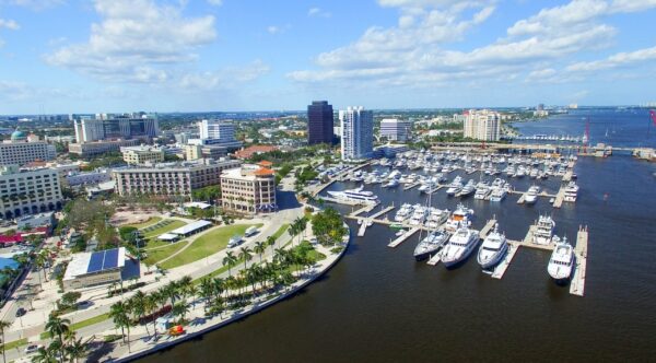 West Palm Beach aerial view skyline canvas, West Palm Beach Canvas,  West Palm Beach  Canvas Wall Art, West Palm Beach wall art canvas,