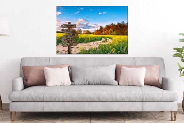 Personalized names canvas, Country road custom canvas, Color or Black and white,  Personalized multi names canvas Family custom gift canvas - Image 3