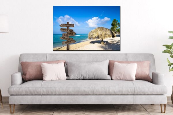 Personalized names canvas, sunny beach custom canvas, Family multi names gift Personalized multi names canvas Family custom gift canvas, - Image 3