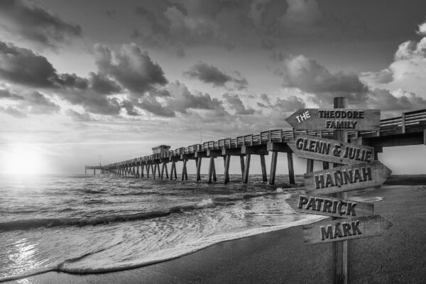 Personalized names canvas, Ocean Pier custom canvas, Color or Black and white, Sign post names  Personalized multi names canvas Ocean Pier - Image 2