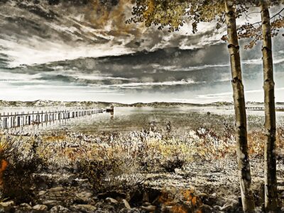 Lake Tahoe at Dusk watercolor, Landscape Wall Art, Large Canvas Art, Lake Tahoe canvas watercolor, Large landscape print