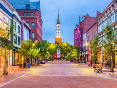 Burlington Vermont canvas, Vermont  Canvas, Burlington Vermont  Wall Art,  Lake Champlain wall art, New England street scene