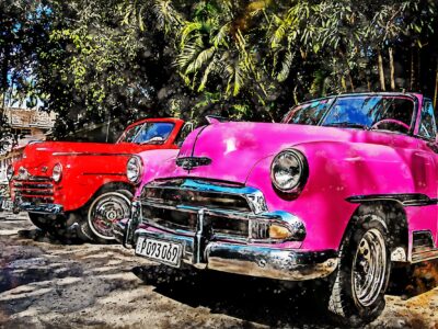 Havana Cuba watercolor vintage autos, Havana Cuba, Wall canvas, , Havana Cuba photo, Cuba art print, Cars in Cuba. Antique cars watercolor