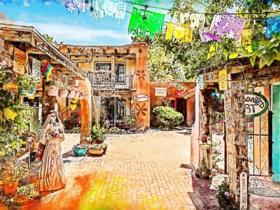 Albuquerque old town shop canvas,  Albuquerque watercolor Canvas,  Albuquerque wall art, Albuquerque Canvas Wall Art,Albuquerque watercolor