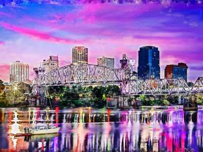 Little Rock Arkansas skyline watercolor canvas, Little Rock watercolor Little Rock Print, Little Rock Arkansas wall art, Canvas gifts, art