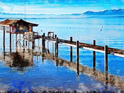 Lake Tahoe watercolor Canvas, Landscape Wall Art, Large Canvas Art, Lake Tahoe watercolor, Large landscape print