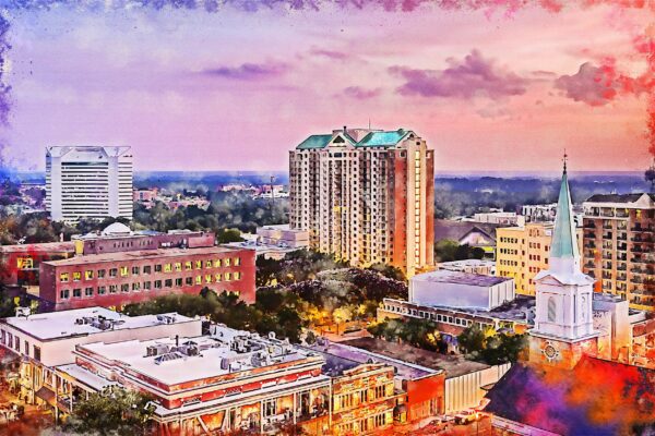 Tallahassee Florida watercolor on Canvas, Florida State  ,Florida State watercolor, Tallahassee wall art,Florida State university, Seminoles