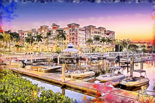 Naples Florida watercolor Canvas, Naples Florida canvas, Old South wall art, Gulf Coast Florida,Naples Florida watercolor