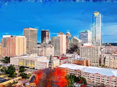 Oklahoma City watercolor skyline canvas, Oklahoma art,  OKC wall art, Canvas Wall Art, OKC skyline,  Oklahoma City wall art