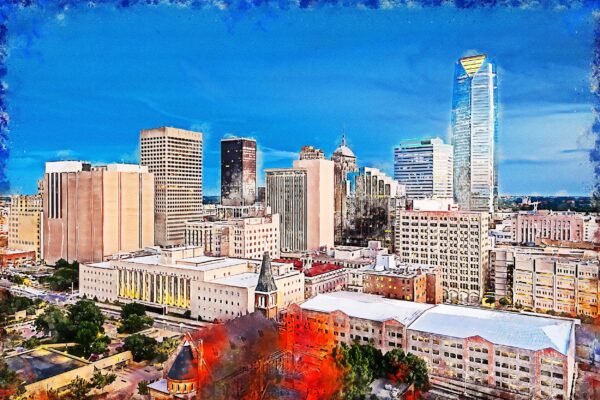 Oklahoma City watercolor skyline canvas, Oklahoma art,  OKC wall art, Canvas Wall Art, OKC skyline,  Oklahoma City wall art