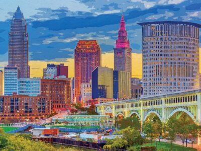 Cleveland watercolor skyline on canvas, Cleveland Canvas, Cleveland skyline, Cleveland Wall canvas, Cleveland wall art, Cleveland watercolor