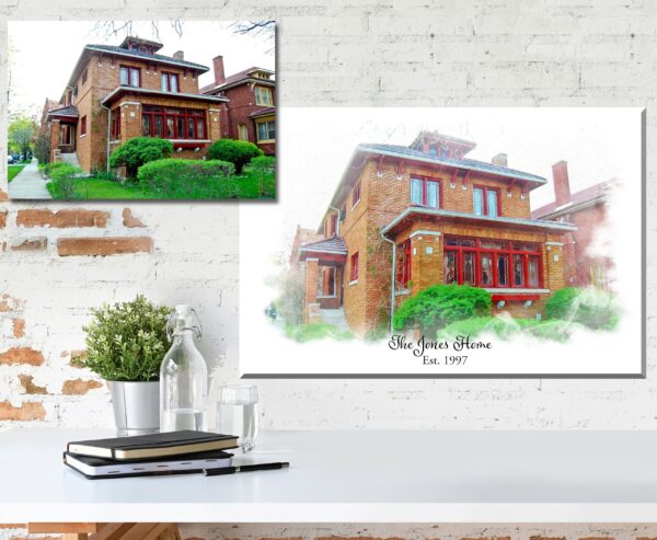 Custom House Portrait On Canvas, Custom Home Portrait From Photo, Watercolor House Painting, Personalized Housewarming Gift, gift for couple