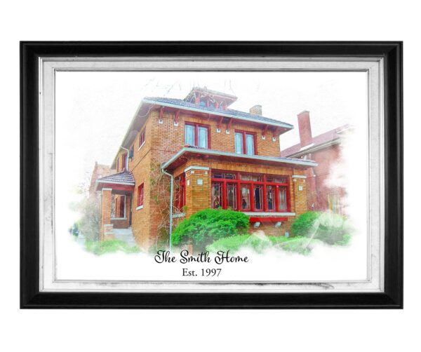 Custom Watercolor home photo on canvas, Customized family name canvas, Personalized gift with names, Realtor gift new home, First home gift