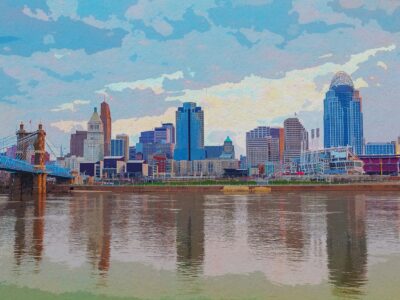 Cincinnati watercolor canvas skyline, Cincinnati Canvas, Cincinnati skyline, Cincinnati Wall canvasCincinnati wall art