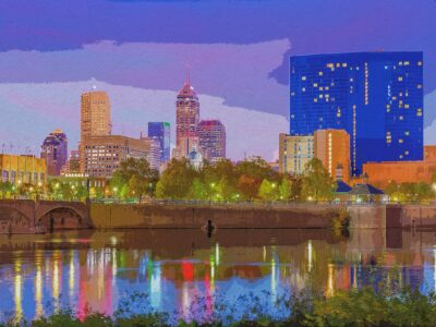 Indianapolis watercolor on canvas, Indianapolis skyline watercolor, Indianapolis wall canvas, Indianapolis night Indianapolis art,watercolor