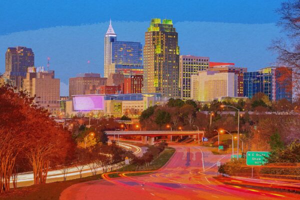 Raleigh watercolor, Raleigh Canvas Print, Raleigh North Carolina watercolor, Raleigh Skyline watercolor, Gift Ideas, Raleigh watercolor