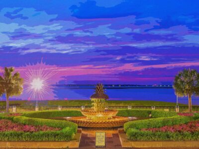 Charleston SC watercolor on canvas, Charleston watercolor canvas , Pineapple art, Charleston photo wall art print, Charleston  watercolor